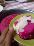 Puding strawberry and dragon fruit with vla