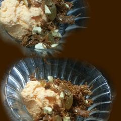 A picture of Ice cream with roasted sevai.