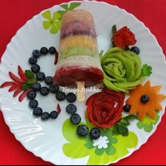 Fruity Rainbow ice cream popsicles A picture of Fruity Rainbow ice cream popsicles.