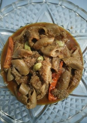 Foto resep Usus sapi dan babat masak pedas praktis