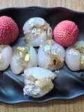 Stuffed litchi with petha and dry fruits