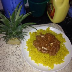 A picture of Pineapple,coconut and turmeric rice.
