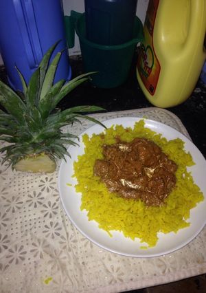 A picture of Pineapple,coconut and turmeric rice.