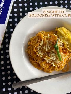 Foto resep Spagheti Bolognise With Kornet Ala Cafe