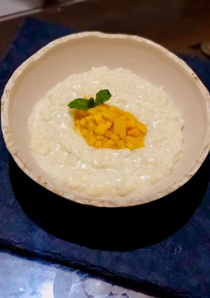 Foto resep Mango and Coconut rice pudding