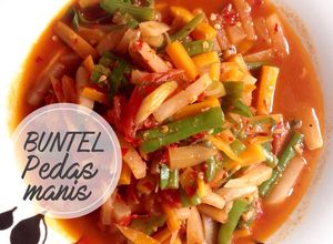 Foto resep Buntel (BUNcis worTEl Lobak putih) Tumis Saus Tiram Pedas Manis
