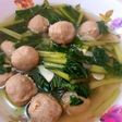 Sayur sawi bakso sapi