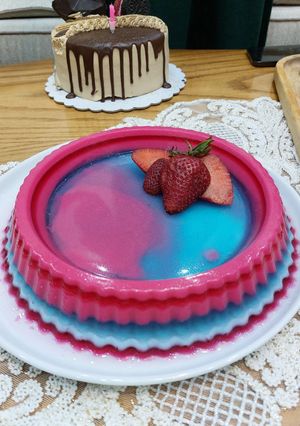 عکسی از دستور ژله چند رنگ انار و بلوبری