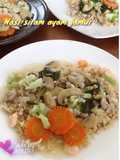 Nasi siram ayam jamur