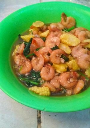 Foto resep Bayam udang bumbu bawang putih