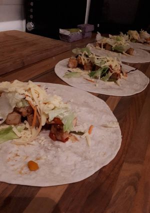 A picture of Chicken salad wraps.