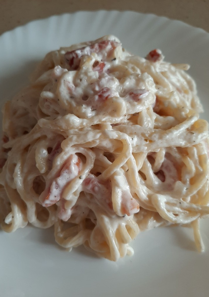 Una foto de Spaghetti a la carbonara