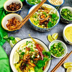 Veg. Burmese Khowsuey Soup A picture of Veg. Burmese Khowsuey Soup.