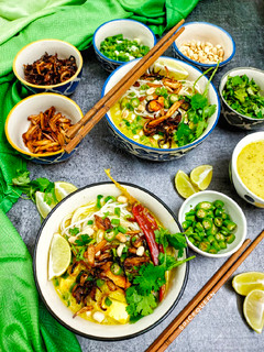 A picture of Veg. Burmese Khowsuey Soup.