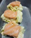 "sushi" de pepino y salmón sin arroz