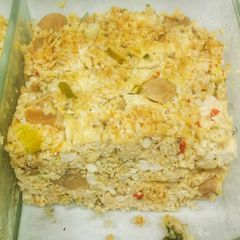 Steamed mixed tofu, oatmeal and champignon A picture of Steamed mixed tofu, oatmeal and champignon.
