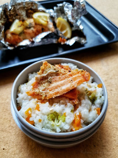 Foto resep MPASI 9M+ 4☆ NASI LIWET SALMON PANGGANG