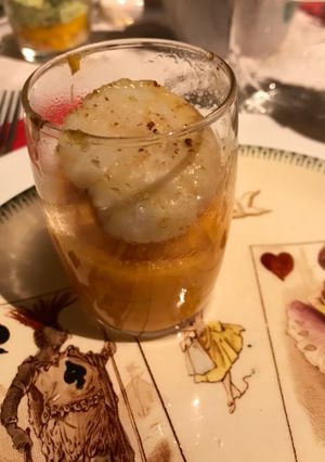 Une photo de Verrine patate douce à l’orange/ noix de saint jacques