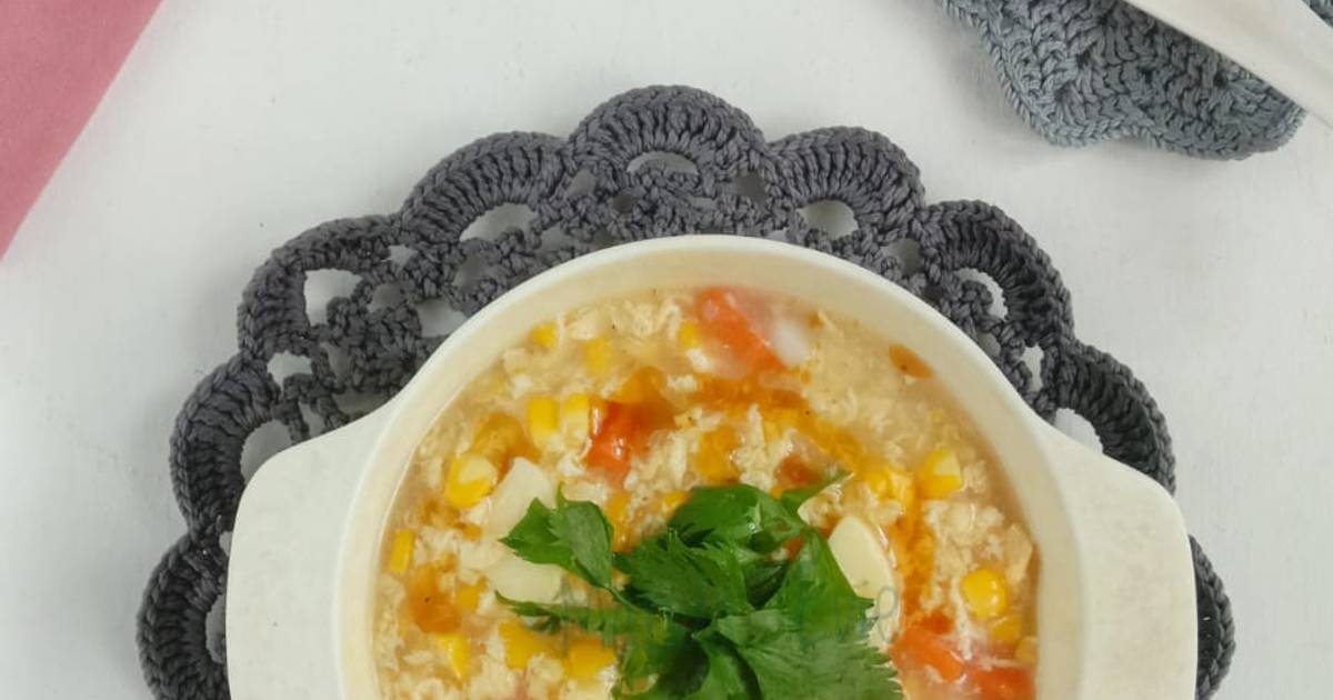 Resep Egg Drop Corn Soup with Tofu oleh Manda Evie Cookpad