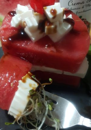 Una foto de Ensalada de Queso blanco y sandía
