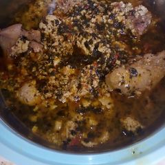 A picture of Bitter leaf and egusi soup.