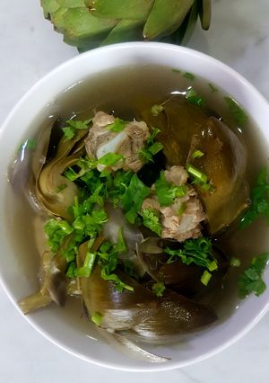 Hình của món Canh Atiso Nấu Sườn Non.