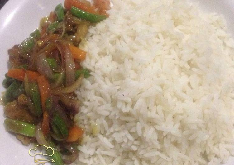 How to Prepare Super Quick Homemade White rice with shredded beef