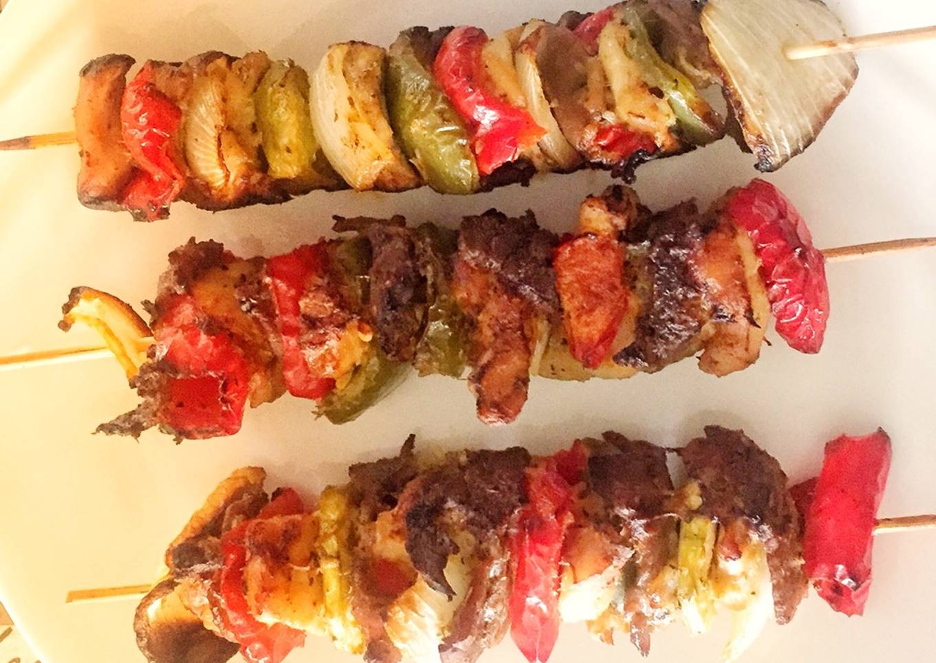 Brochetas mixtas con vegetales a la plancha y al air fryer 😎