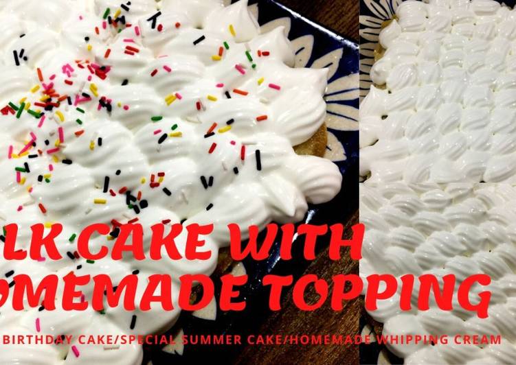 Steps to Make Speedy Chilled Milk Cake with Homemade Whipping Cream