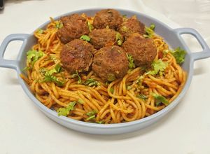صورة لوصفة كرات اللحمة بالمكرونة