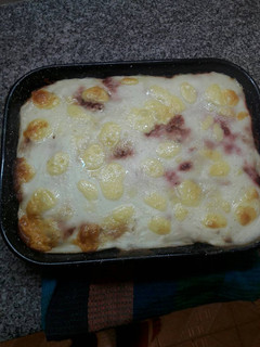 Una foto de Pasta con salsa de remolacha gratinada
