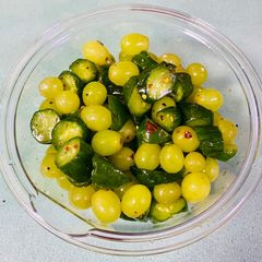 A picture of Pickled Cucumber and grape salad.
