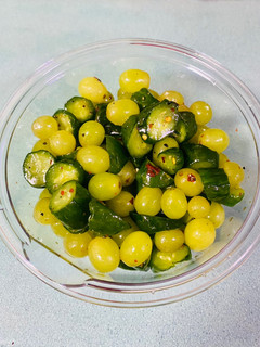 A picture of Pickled Cucumber and grape salad.