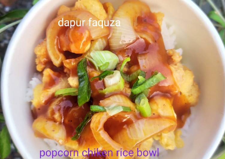 Bagaimana Membuat Popcorn chiken rice bowl sauce barbeque yang Enak Banget