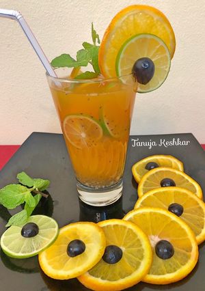 A picture of Chia seeds orange detox drink.