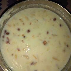 A picture of Rice sago dryfruits kheer.