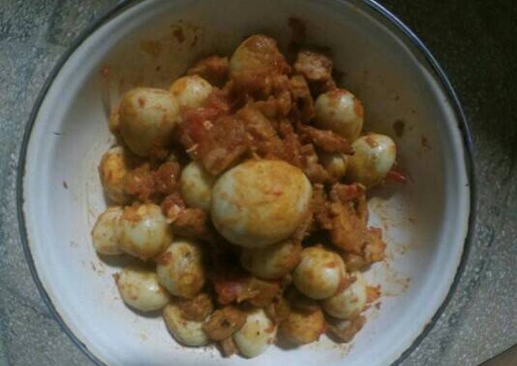 Balado tempe dan telur puyuh