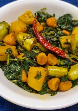 A picture of Water Spinach or Kalmi Saag Chorchori.