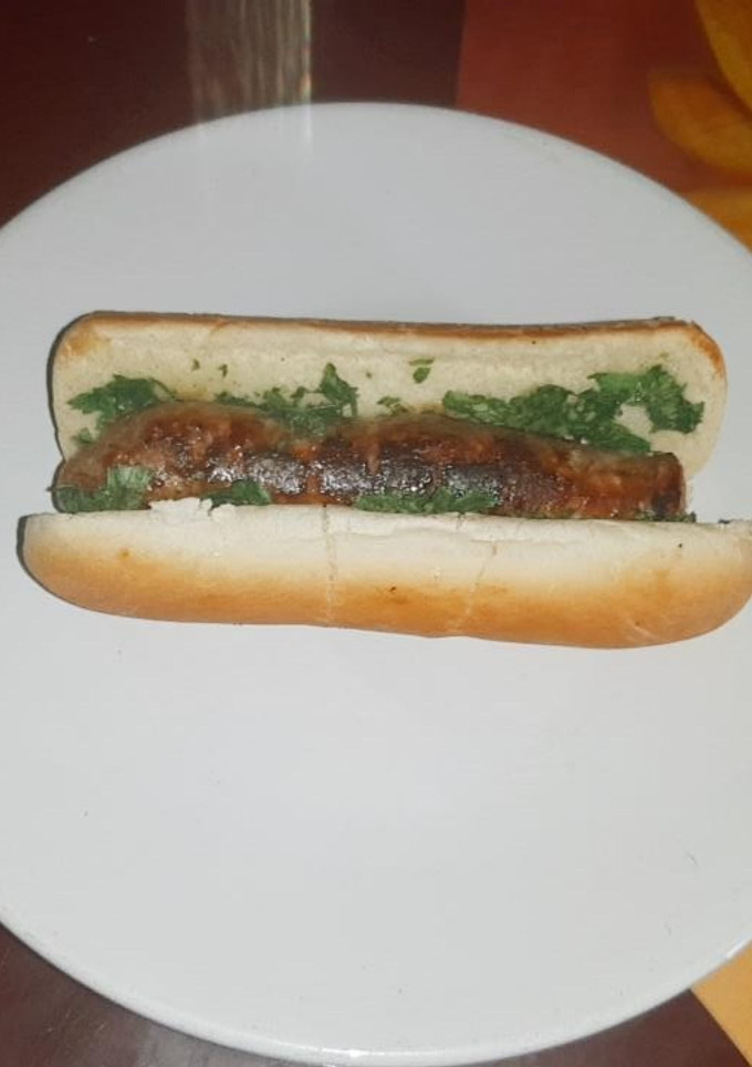 Una foto de Choripan argentino en hot dog