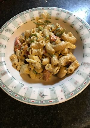 A picture of Parveen’s Vegan Curry Pasta Salad.
