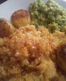 "Arroz con zanahoria"🍚🥕, puré de aguacate🥑 y papa criolla🥔!!!
