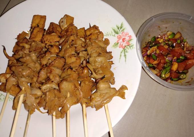  Resep gampang memasak Sate Jamur Tiram+Tahu Maknyus  enak