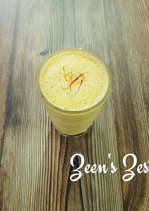 A picture of Peach Saffron Lassi.