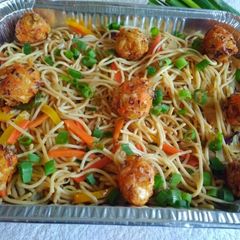 Noodles with Manchurian Balls A picture of Noodles with Manchurian Balls.