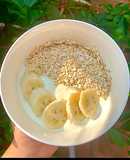 Sữa chua+ yến mạch+ chuối 🍌👀