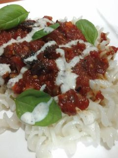 Una foto de Pasta con salsa de tomates secos