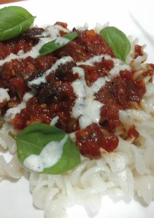 Una foto de Pasta con salsa de tomates secos