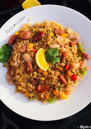 A picture of Sausage fried rice.