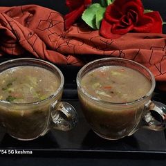 A picture of Ragi flour mix vegetable soup.