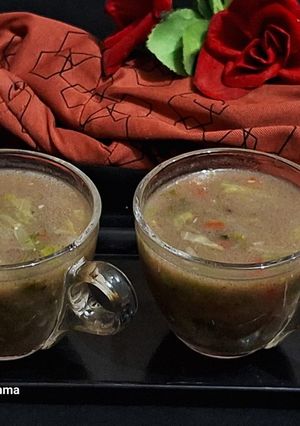 A picture of Ragi flour mix vegetable soup.
